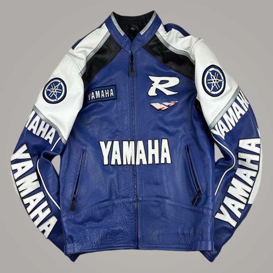 Unisex Yamaha racing leather jacket vintage biker style by Jackets Kingdom