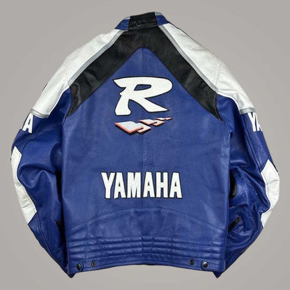Genuine leather Yamaha motorcycle jacket front view by Jackets Kingdom