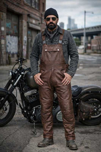 Vintage Biker Leather Overalls Wall Art Print