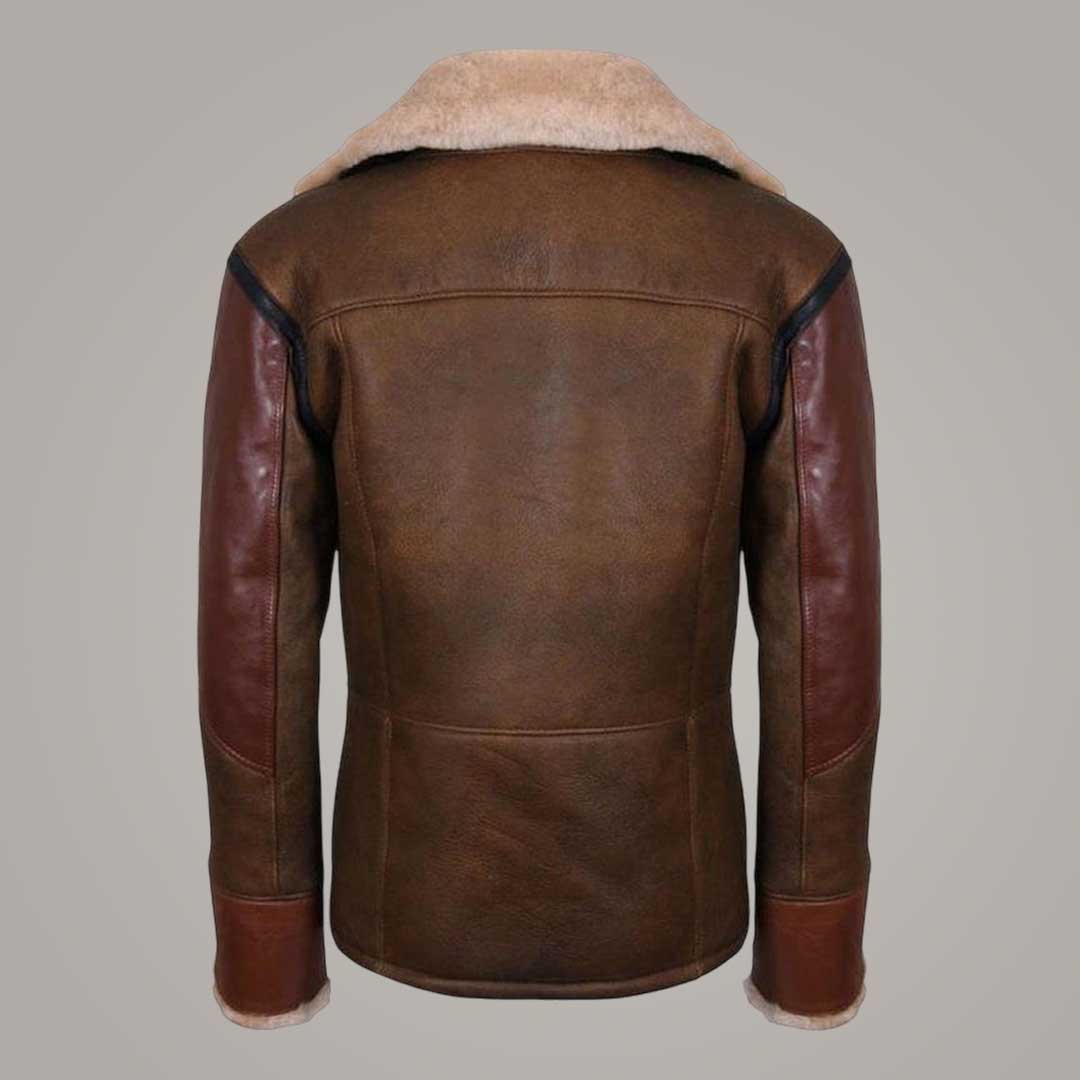 Vintage Brown Leather Bomber Flying Jacket with Sheepskin Wool Lining by Jackets Kingdom