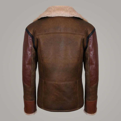 Vintage Brown Leather Bomber Flying Jacket with Sheepskin Wool Lining by Jackets Kingdom
