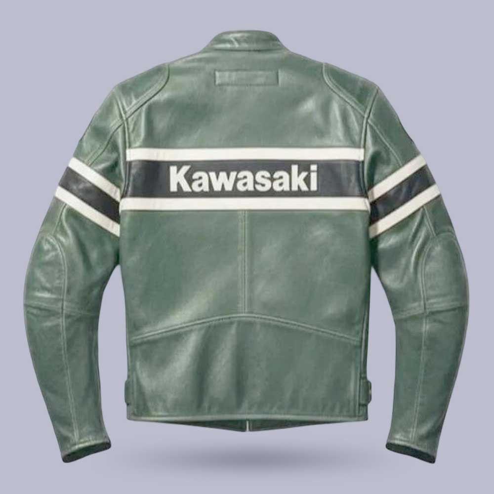 Vintage Kawasaki Cafe Racer Leather Jacket with Retro Racing Style | Jackets Kingdom
