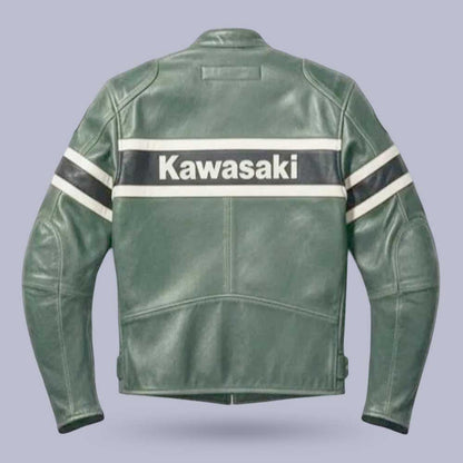 Vintage Kawasaki Cafe Racer Leather Jacket with Retro Racing Style | Jackets Kingdom