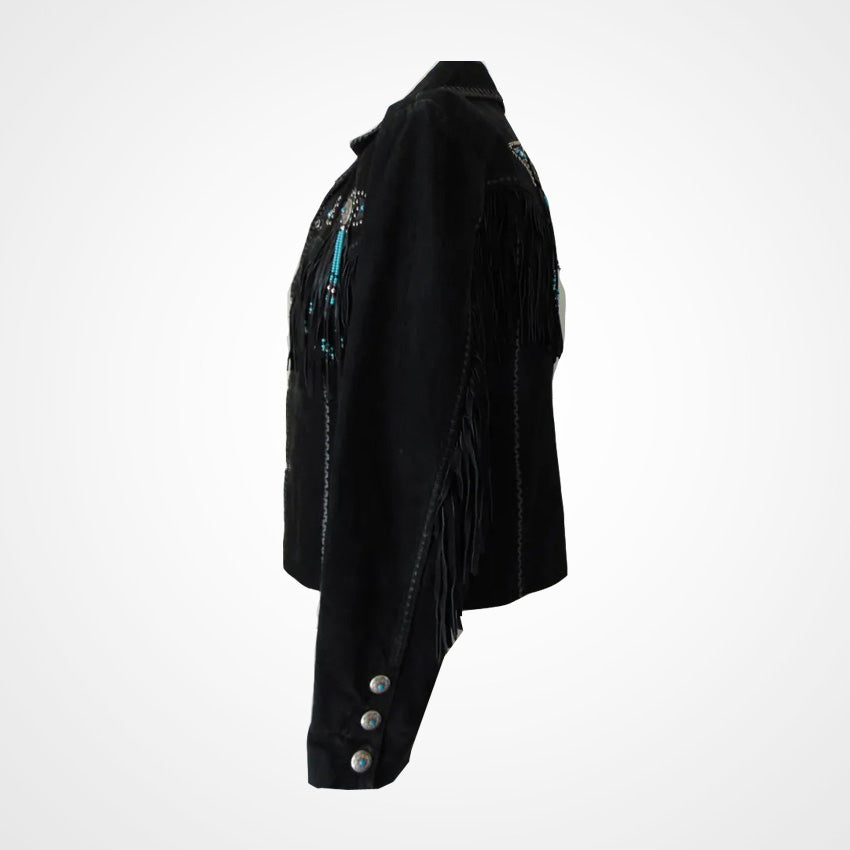 Vintage Scully Turquoise Fringed Cowgirl Leather Jacket