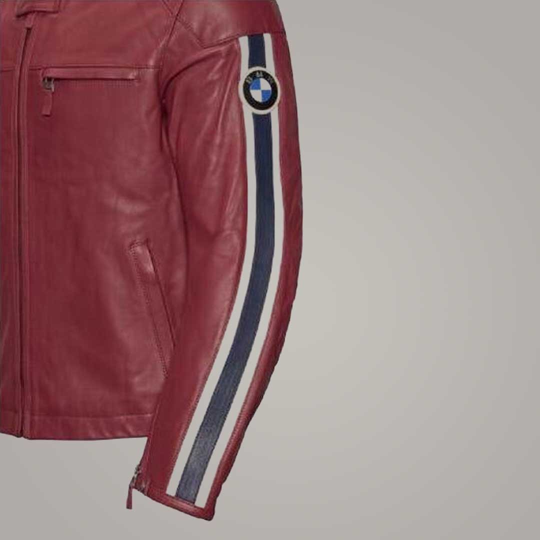 Vintage Style BMW Maroon Biker Leather Jacket by Jackets Kingdom