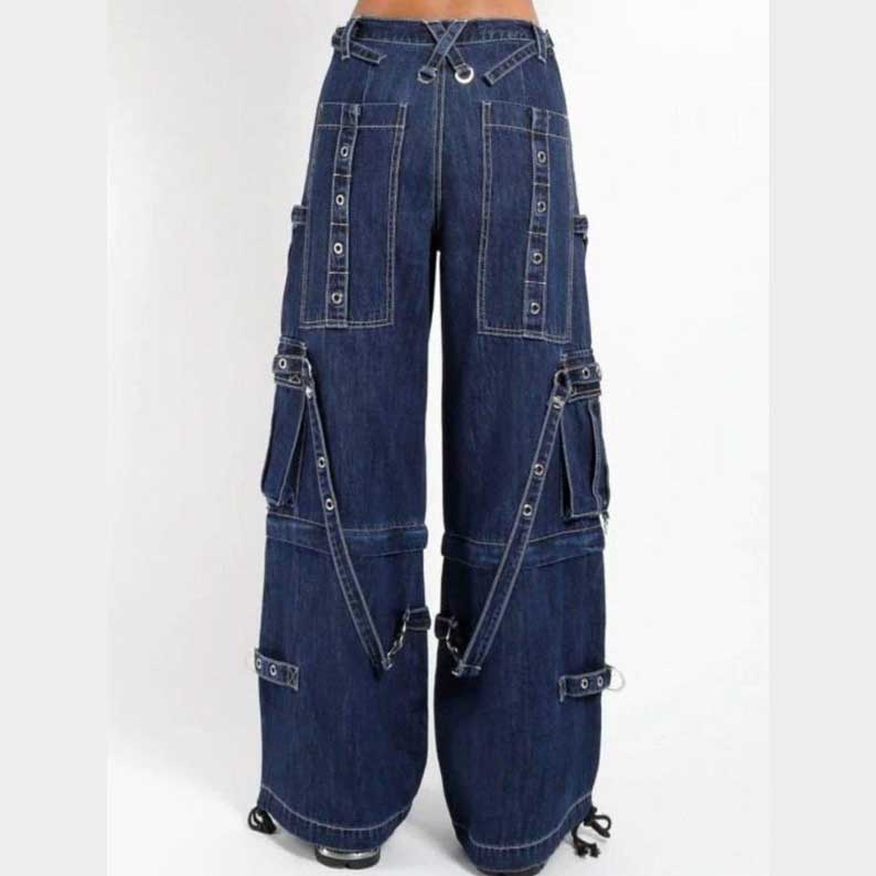 Vintage blue gothic jeans with zip-off design by Jackets Kingdom