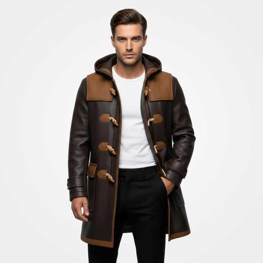 Vintage field duffle coat featuring traditional toggle closure by Jackets Kingdom