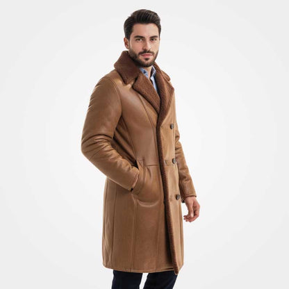 Vintage leather coat with notch Brando collar and faux fur trim by Jackets Kingdom