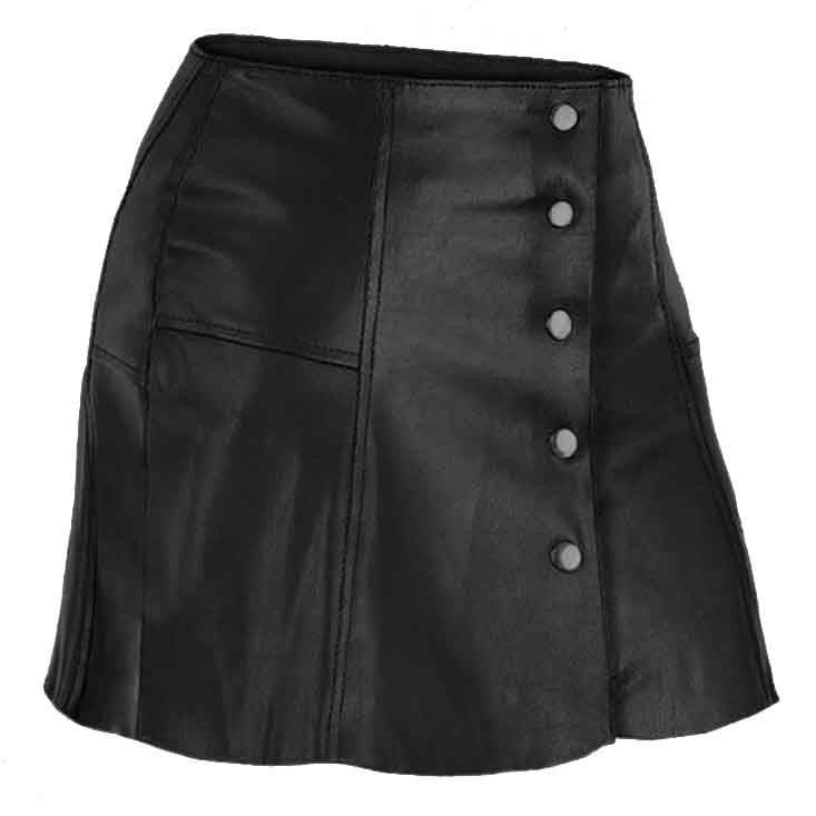 Women Bloom Leather Skirt Black