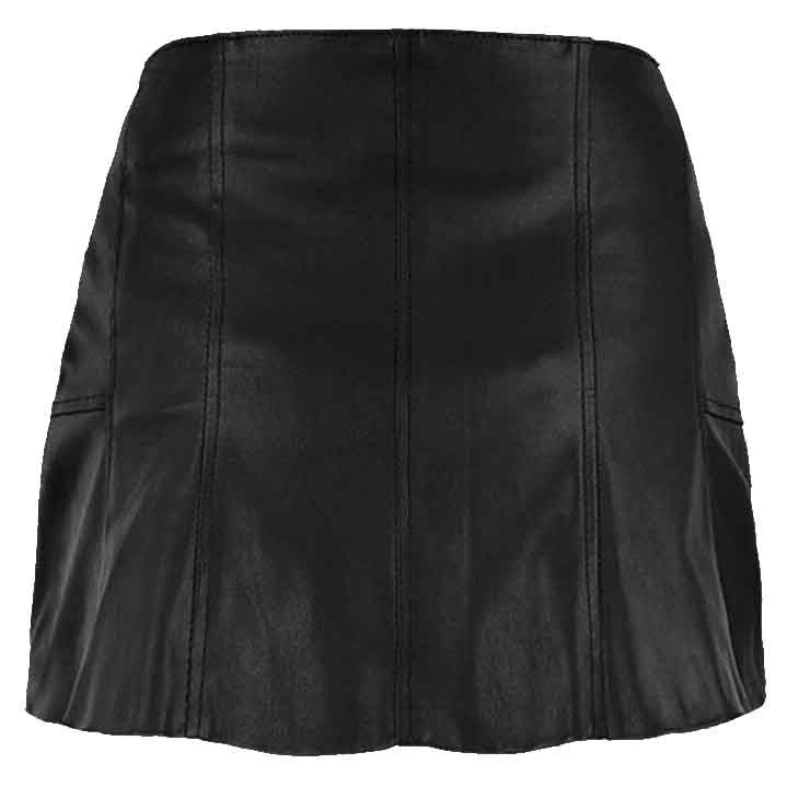 Women Bloom Leather Skirt Black
