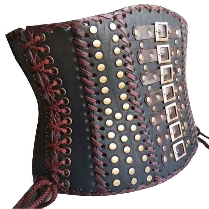 Women Gothic Steampunk Corset Top Vintage Steel Boned Bustier with Chains