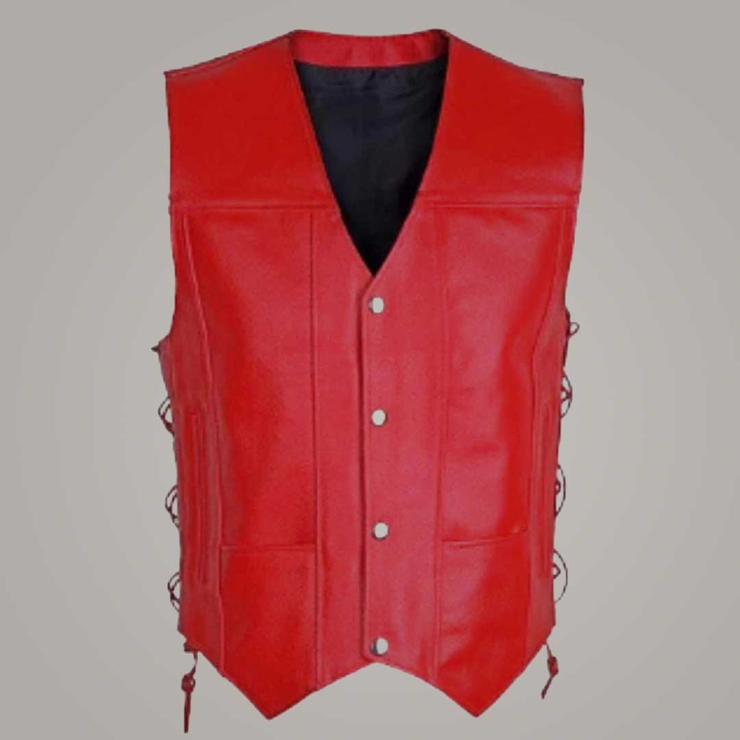 Women's Handmade Red Biker Leather Vest
