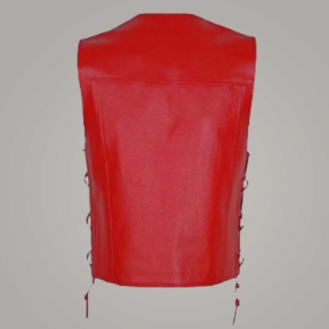 Women's Handmade Red Biker Leather Vest