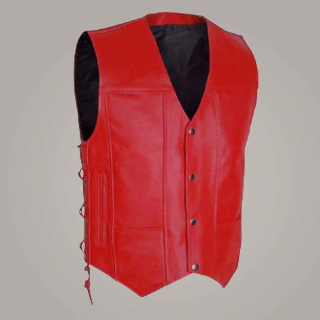 Women's Handmade Red Biker Leather Vest