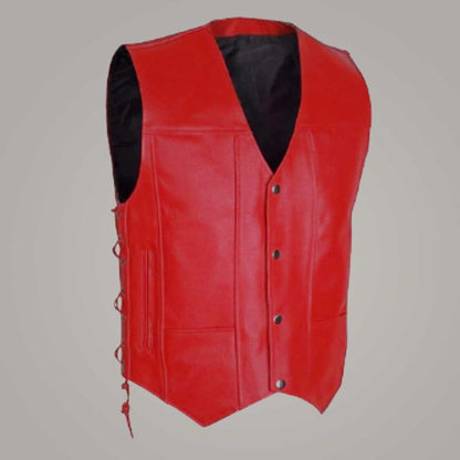 Women's Handmade Red Biker Leather Vest