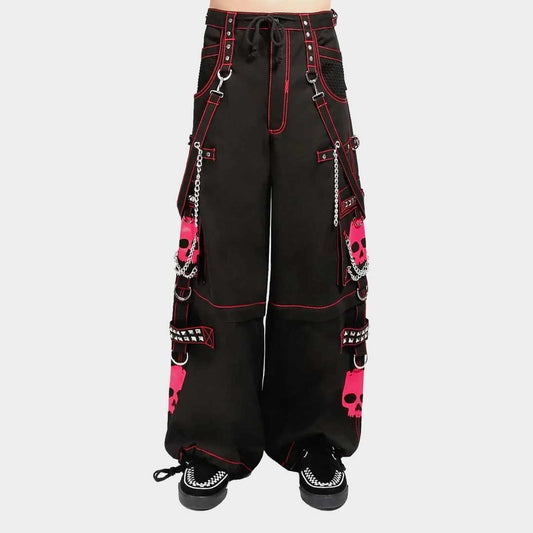 Women's Pink Skull Gothic Cyber Chain Goth Jeans Punk Rock Cotton Pants