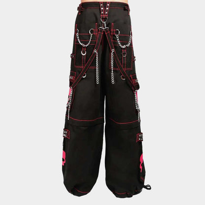 Women's Pink Skull Gothic Cyber Chain Goth Jeans Punk Rock Cotton Pants