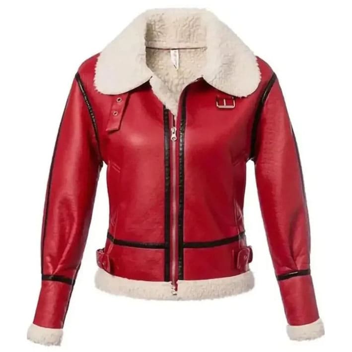 Red Shearling Leather Jacket
