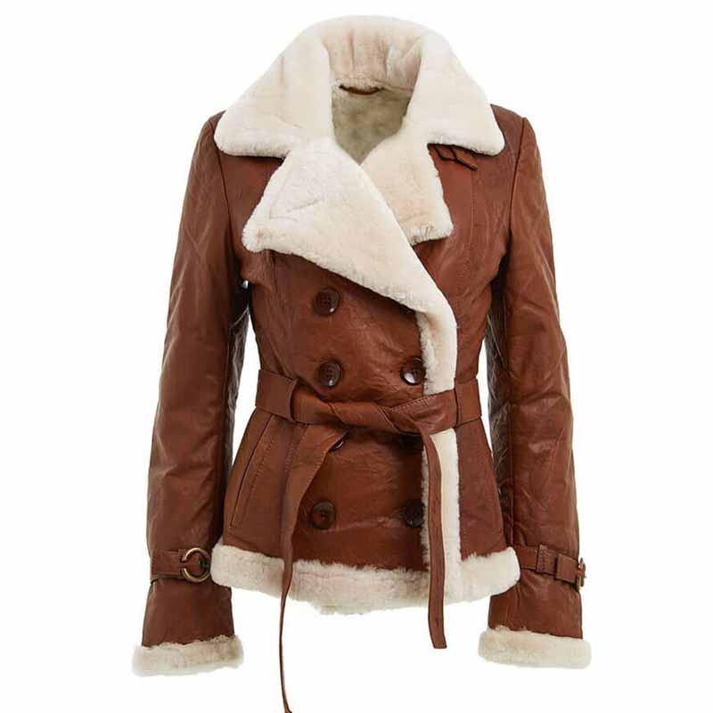 Women's Double Breasted Shearling Jacket