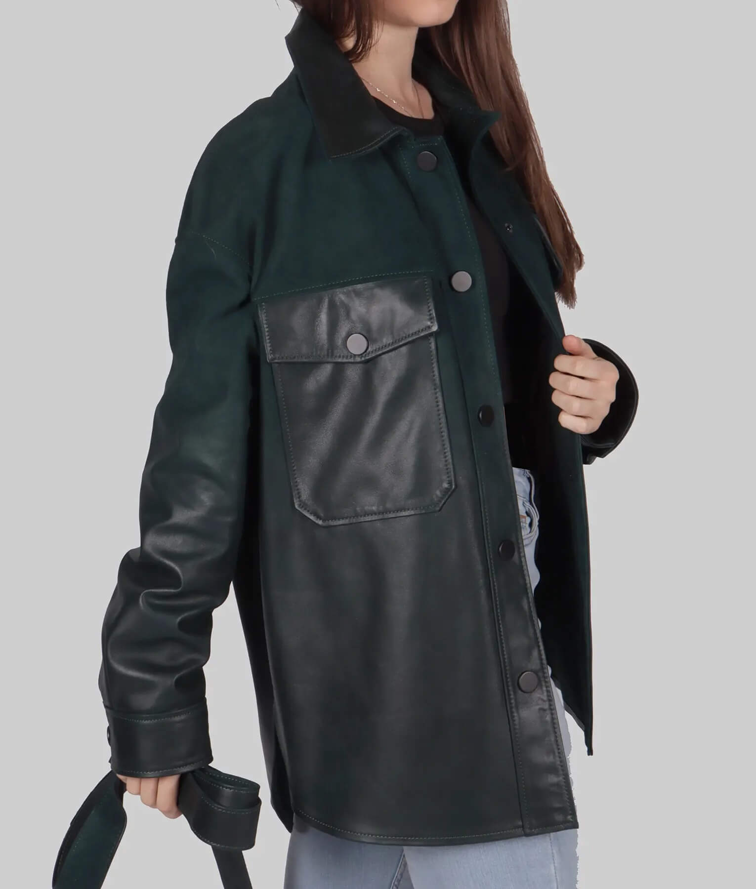 Women's Green Suede Leather Jacket