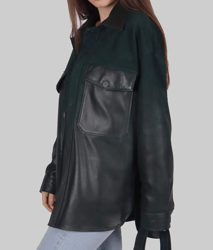 Women's Green Suede Leather Jacket