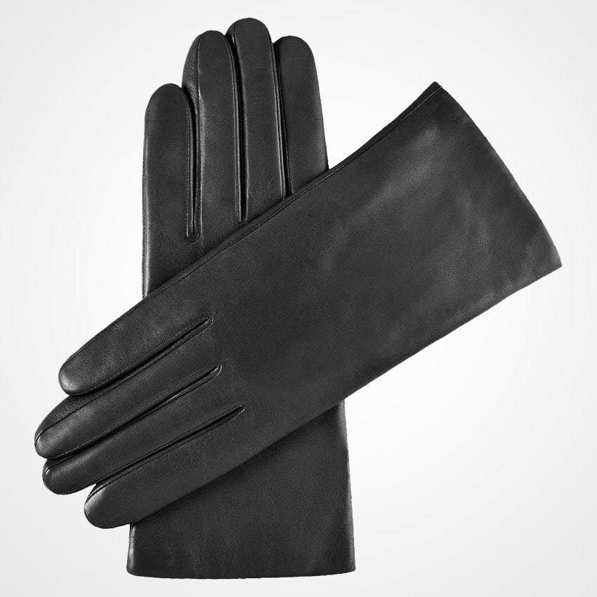 Women’s Black Lambskin Leather Gloves with Cashmere Lining