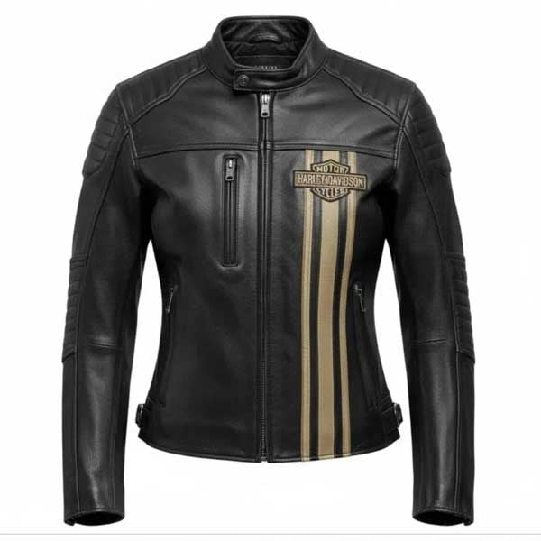 Womens Harley Davidson Black Cowhide Leather Riding Jacket