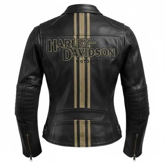 Womens Harley Davidson Black Cowhide Leather Riding Jacket