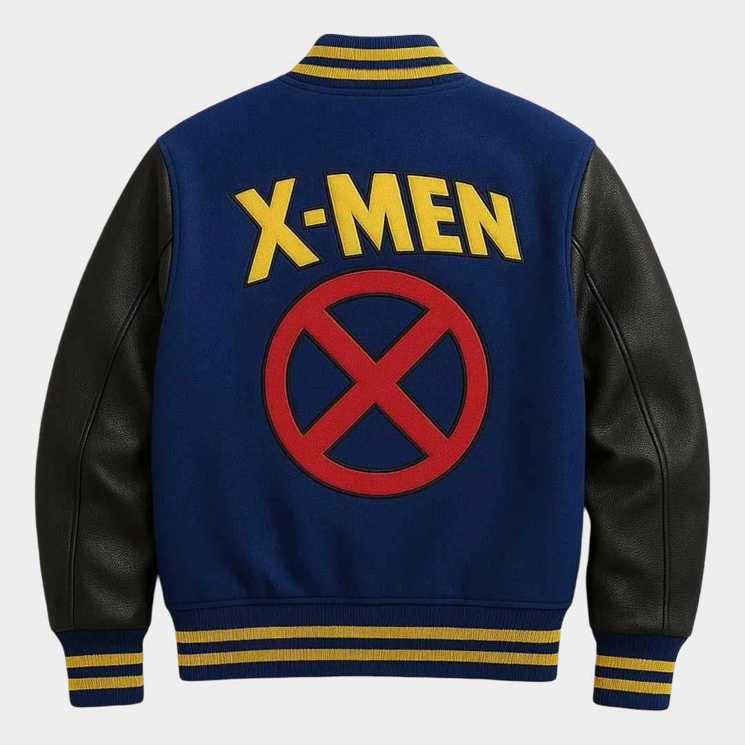X Men Blue Black Letterman Jacket Comic Inspired Wolverine Style