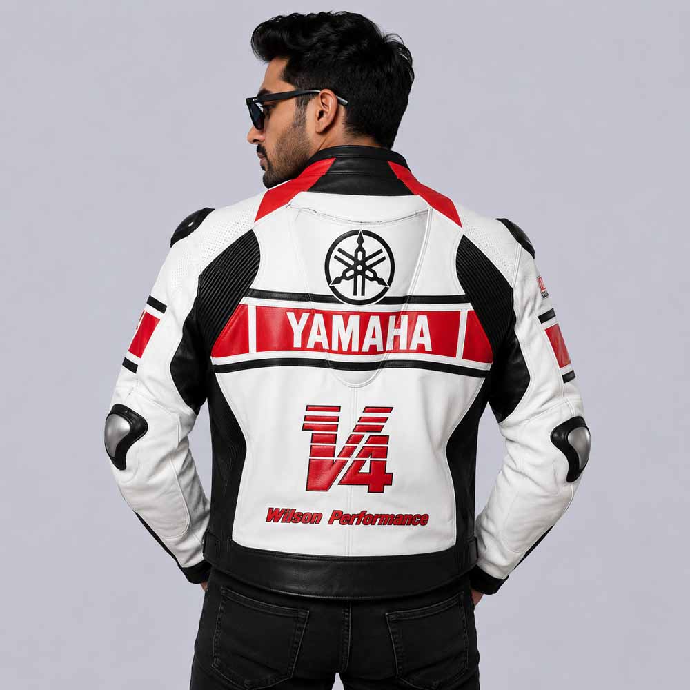 Men's Yamaha Racing Jacket in Genuine Cowhide Leather with Performance Fit