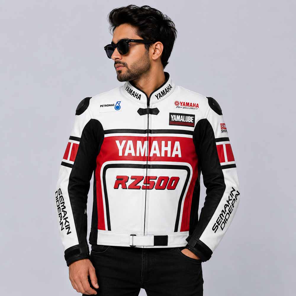 Men's Yamaha Racing Jacket in Genuine Cowhide Leather with Performance Fit