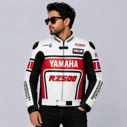 Men's Yamaha Racing Jacket in Genuine Cowhide Leather with Performance Fit