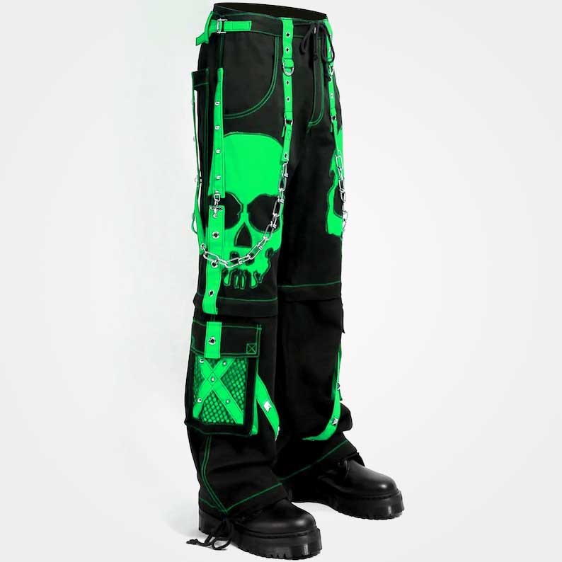 Zip off leg pants showing mesh pockets and D ring hardware by Jackets Kingdom