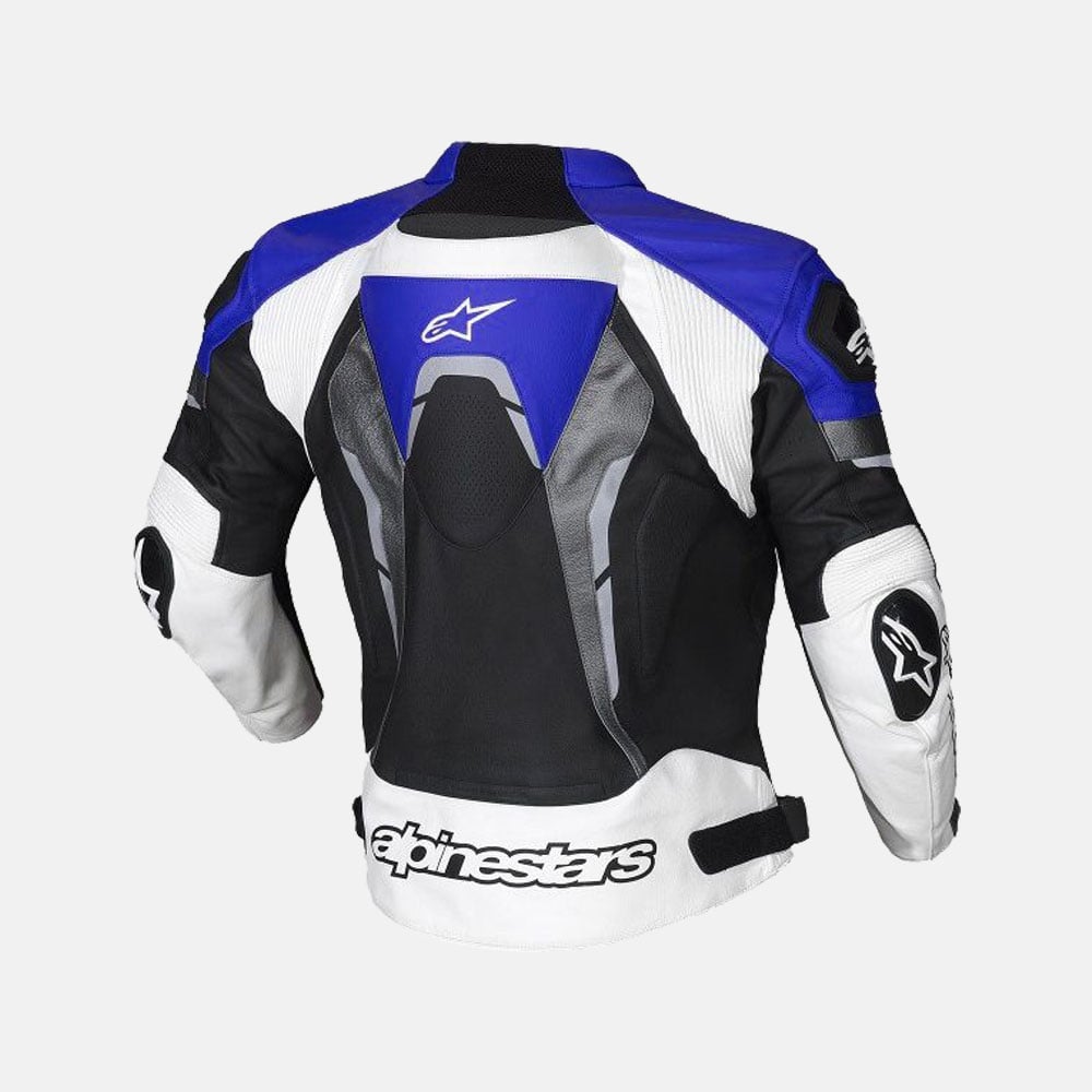Alpinestars Blue Croes Celer Leather Motorcycle Jacket