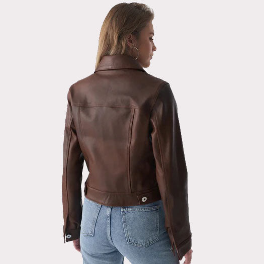 Authentic Western Tan Brown Women's Leather Jacket