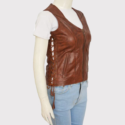 Authentic Women's Brown Leather Vest