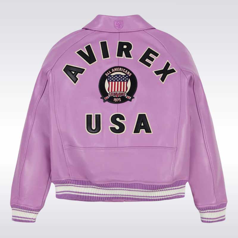 Avirex Purple Leather Varsity Bomber Jacket Jackets Kingdom