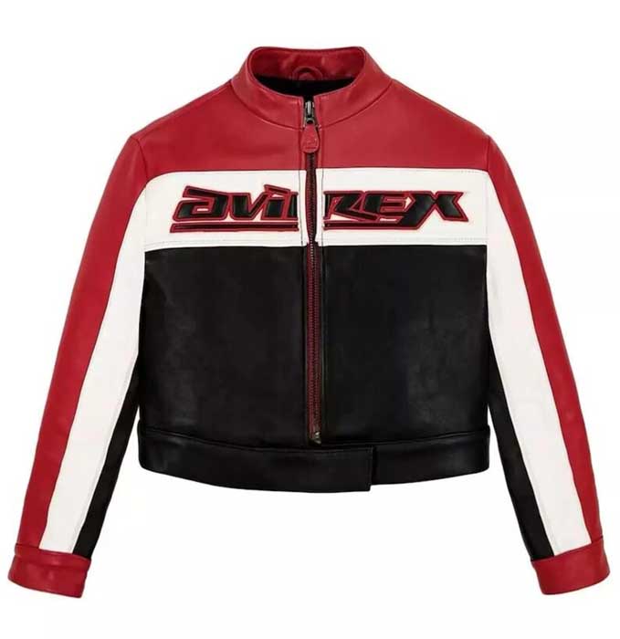 Avirex Womens Cropped Cowhide Leather Bomber Jacket Varsity Style