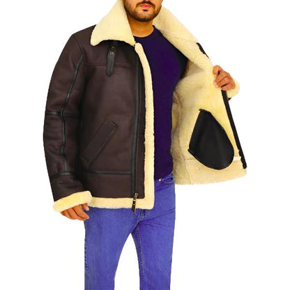 B3 Bomber Aviator Shearling Leather Jacket