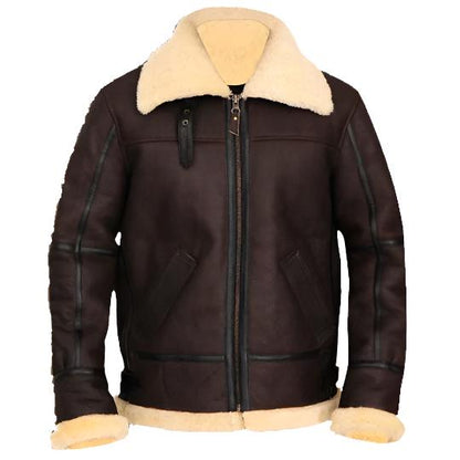 B3 Bomber Aviator Shearling Leather Jacket