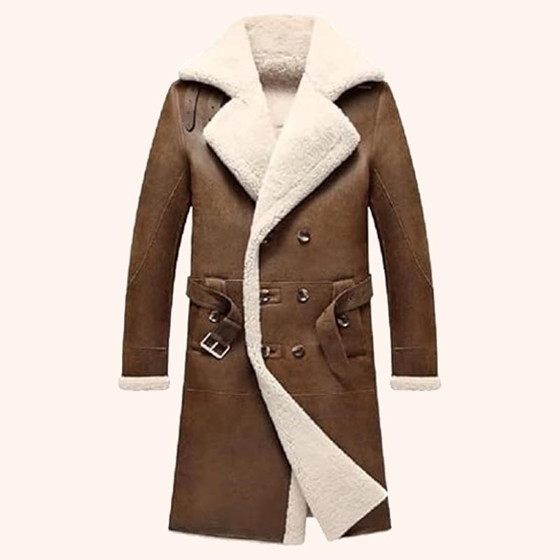 Men's Brown B7 Sheepskin Aviator Jacket Coat - Jackets Kingdom