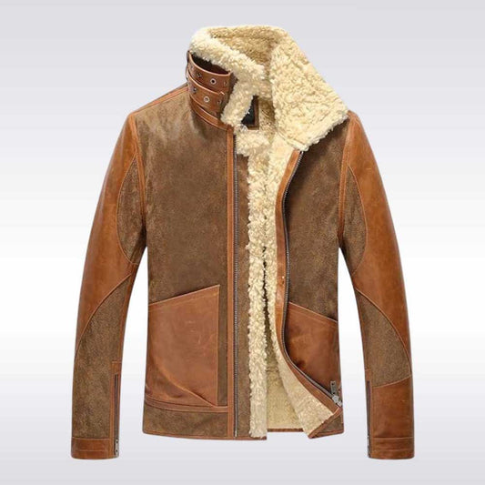 Best Mens Shearling Aviator Bomber Jacket - Jackets Kingdom