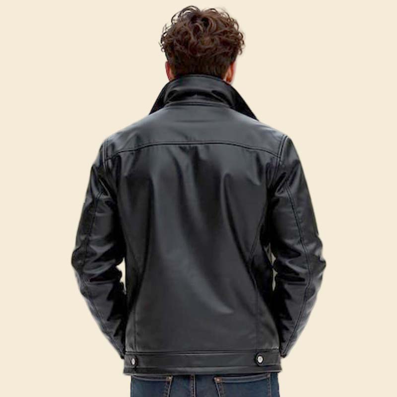 Best mens slim fit leather jacket in black premium finish by Jackets Kingdom