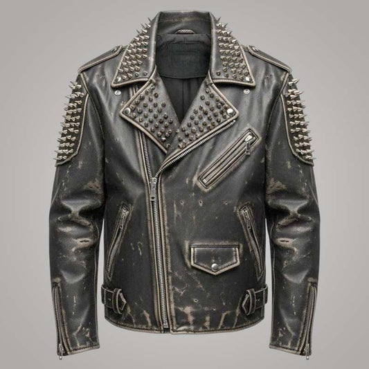 Best sugar skull cowhide leather biker jacket for men by Jackets Kingdom