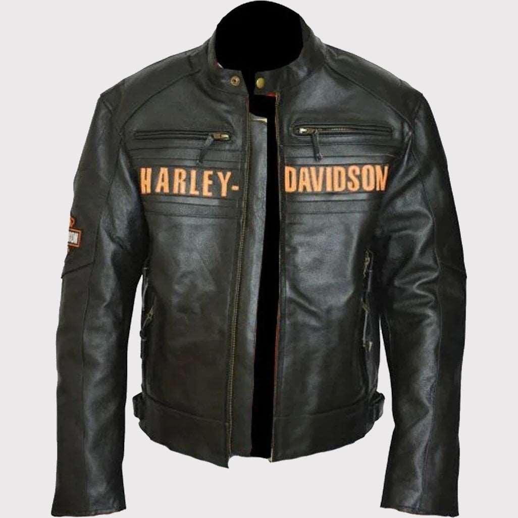 Bill Goldberg Black Harley Davidson Leather Jacket