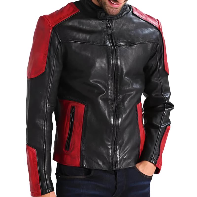 black and red leather jacket