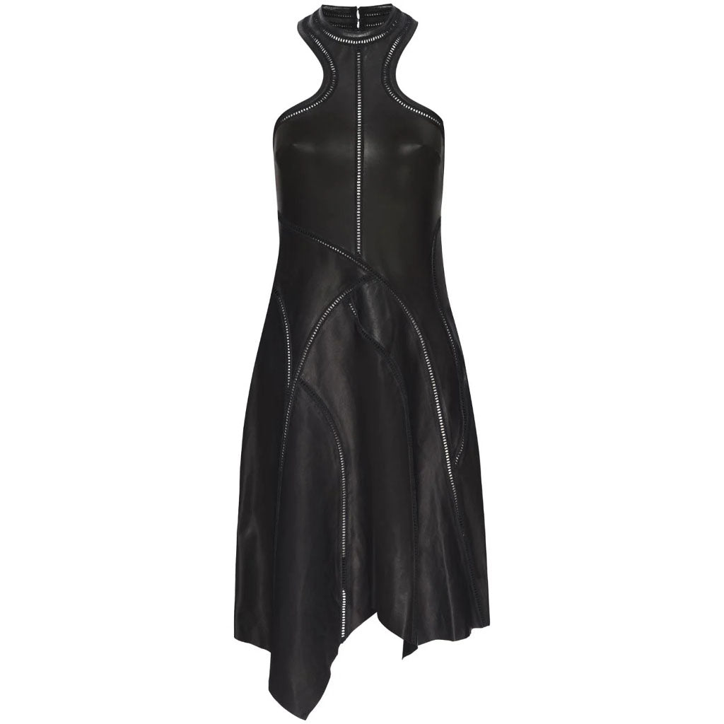 Black Asymmetrical Leather Dress