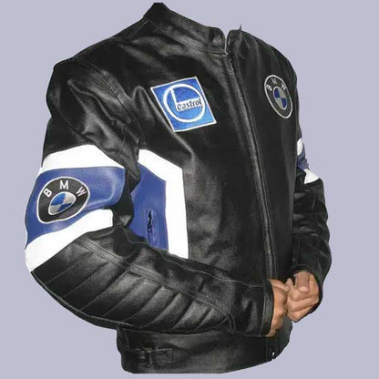 Black BMW Racing Motorcycle Cowhide Leather Jacket by Jackets Kingdom