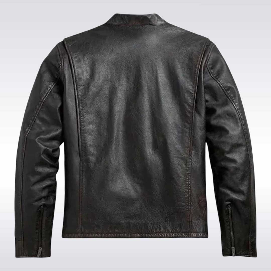 Black Harley Davidson Sleeve Stripe Leather Jacket