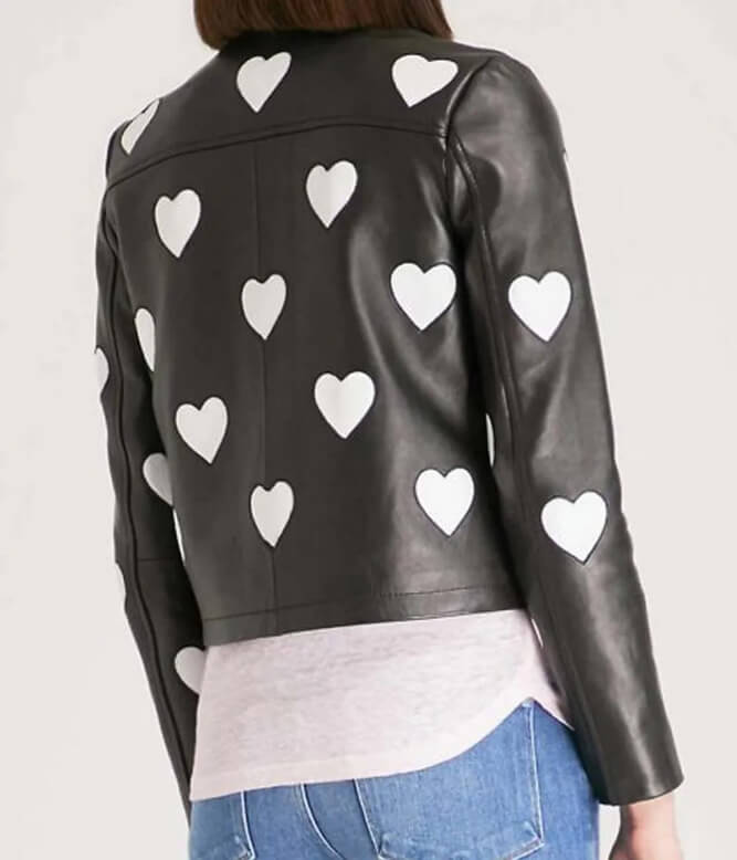 black leather jacket with heart